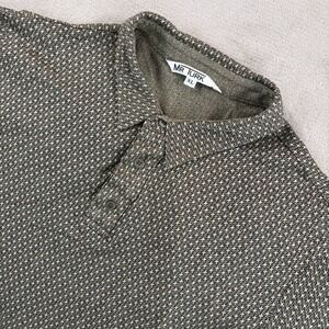 Mr Turk Polo Shirt in Brown Houndstooth Men XL Short Sleeve Made in USA Designer